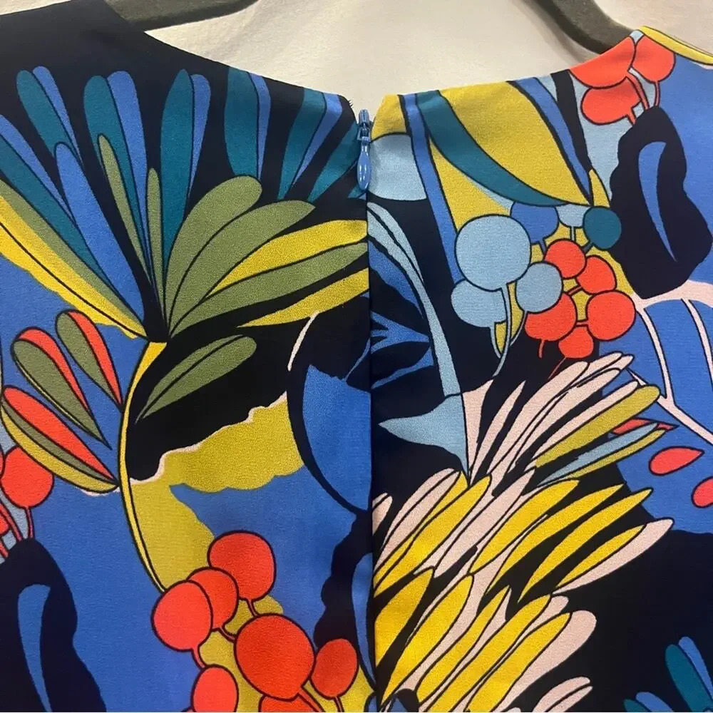 J Crew Mercantile Wrap Front Mini Dress Size 0 Floral V Neck Tropical Career